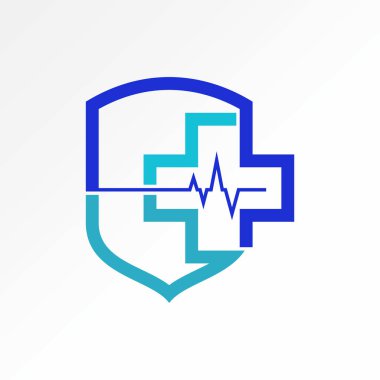 Logo tasarımı grafik konsepti yaratıcı premium vektör stok görüntü üst satış hattı artı tıbbi sağlık koruma rozeti frekansı hastane eczanesi