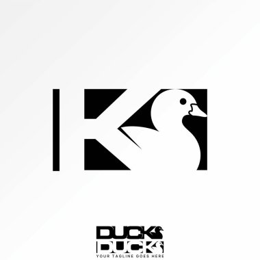 Logo tasarımı grafik konsepti yaratıcı premium vektör stok resim üstü başlangıç K font negatif spave ile kare monogram yazım hatası hayvan çiftçisi ördek
