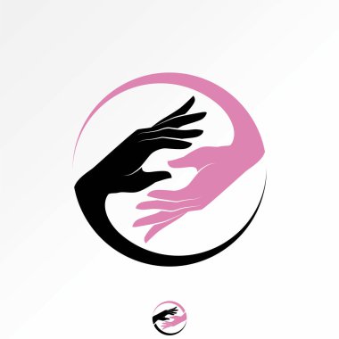 Logo tasarımı grafiksel konsept yaratıcı premium vektör stok imajı üstü satar dairesel iki elli takım ortaklığı başarı sürdürülebilir element sanat dostu