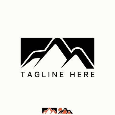 Logo tasarımı grafik konsepti yaratıcı premium vektör stok resim üstü kare blok panorama gezi spor macera sanatı basit üç dağ satmak