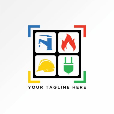 Logo tasarımı grafik konsepti yaratıcı premium vektör stok görüntü üst satışı şablon su musluğu yangın yangın prizi ev tesisat elektrik servis