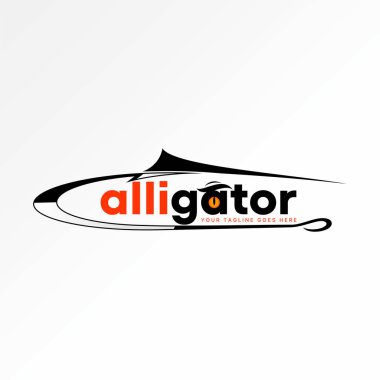 Logo tasarımı grafik konsepti yaratıcı premium vektör stok imajı üstü balık kancası timsah gözü yırtıcı timsah avcılığına nehir sürüngeni avcılığına satılıyor