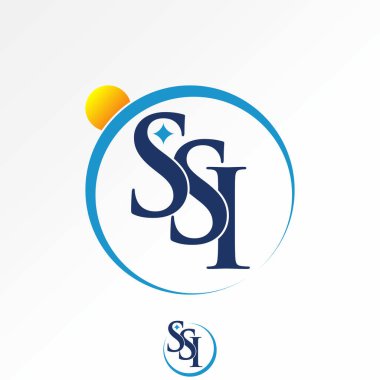 Logo tasarımı grafik konsepti yaratıcı premium vektör stok imajı üstü ilk SSI serif yazı tipi daire swoosh güneş yıldızı kraliyet otel danışmanlık zarafeti satar