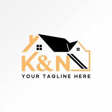 Logo tasarımı grafik konsepti yaratıcı premium vektör stok resim üstü sade satır ev çatısı geliştirme başlangıç K & N yazı tipi yenileme koruması
