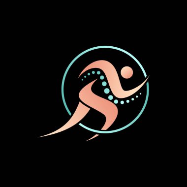 Logo tasarımı grafik konsepti yaratıcı premium vektör stok imajı insan vücudu satar omurga ağrısı, kemik terapisi sakatlığı spor vücut anatomisi