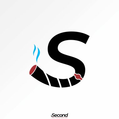 Logo tasarımı grafik konsepti yaratıcı premium vektör stok resim üstü ilk S fontunu sigara tiryakisi tütün yaprağı tüttüren zehir aromalı satar