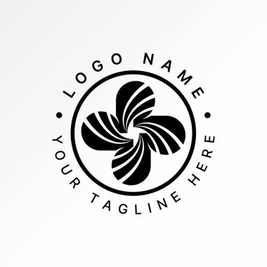 Logo tasarımı grafik konsepti yaratıcı premium vektör stok resim üstü satış 4 daire kesme vantilatör bıçağı negatif uzay deseni fütüristik marka döndürme