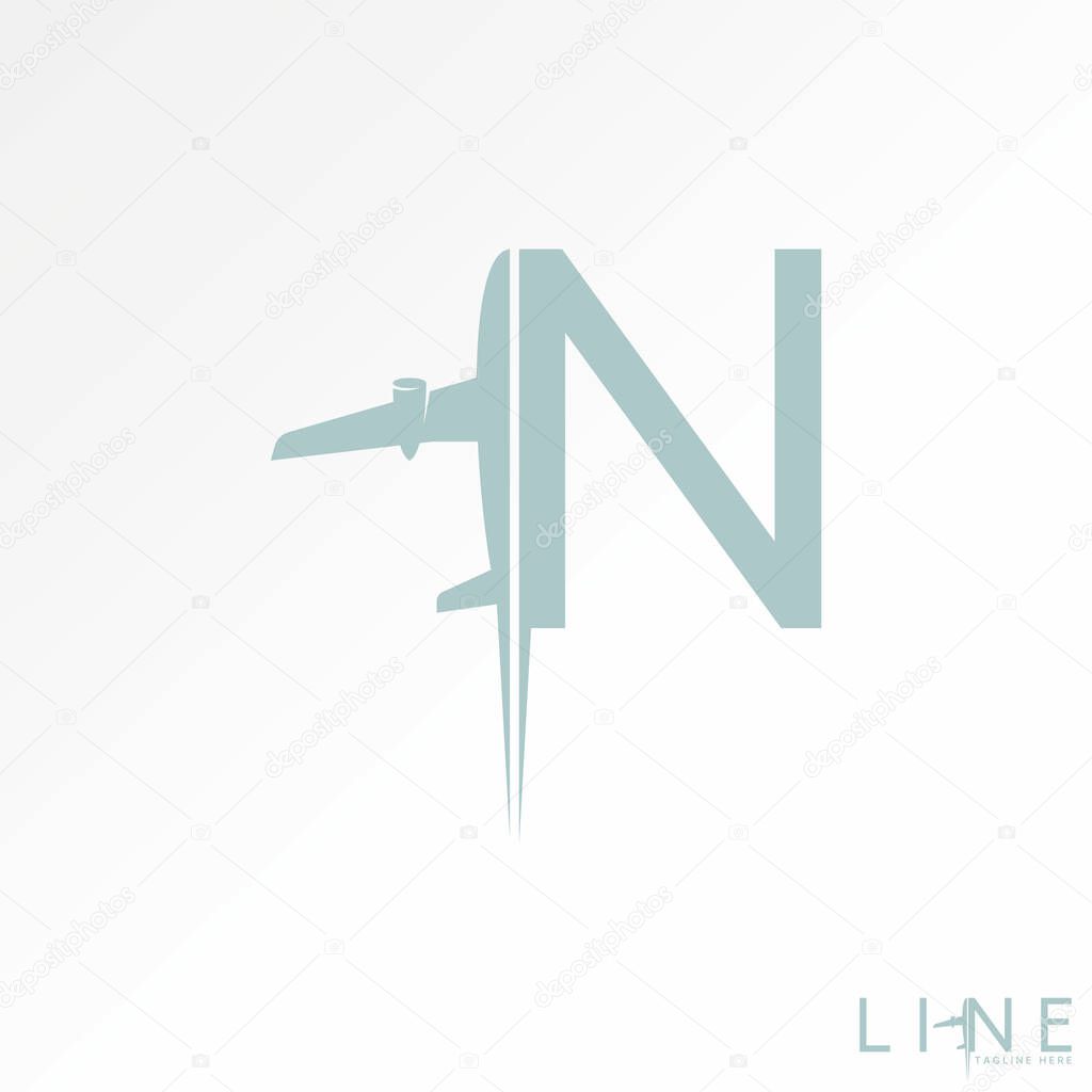 Logo design graphic concept creative premium vector stock image top sell initial N font with aviation up fly fast takeoff travel logistic aircraft jet