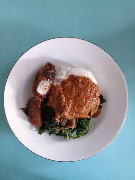 Rendang Rundvlees Rendang Indonesisch Eten Bovenaanzicht — Stockfoto