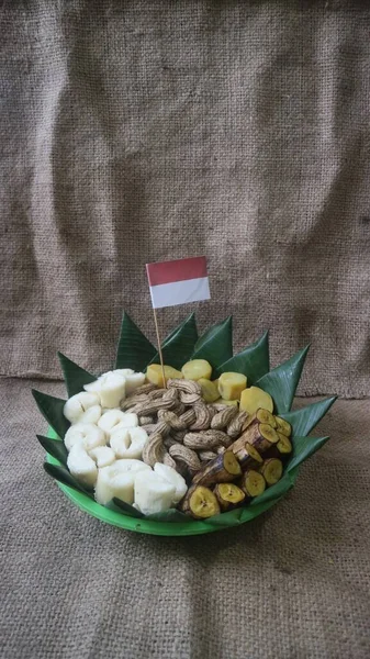 Polo Pendem Merah Putih Είναι Javanese Παραδοσιακό Φαγητό Συμπεριλαμβανομένων Cassava — Φωτογραφία Αρχείου