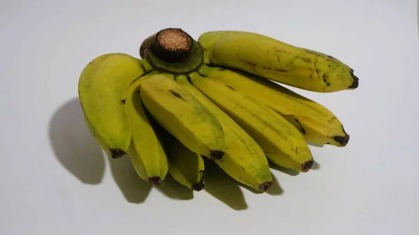 Банан Ізольований Білий Популярний Фрукт Який Легко Їсти Видаляючи Його — стокове фото