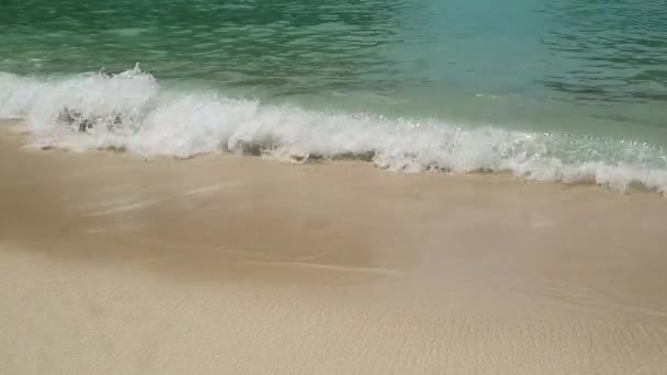Kumsala Çakıl Taşlarıyla Vuran Küçük Dalgaların Görüntüsü — Stok video