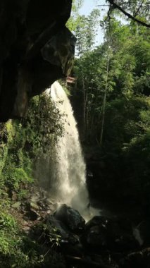 Coban Lanang, Malang 'daki güzel küçük şelale Doğu Java Endonezya' da, doğal iyileşme manzarası, bu kusursuz video döngüsünde süzülen su.