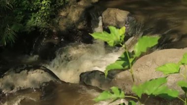 Kayalık bir nehirde akan su, iyileşmek için tatlı su manzarası.