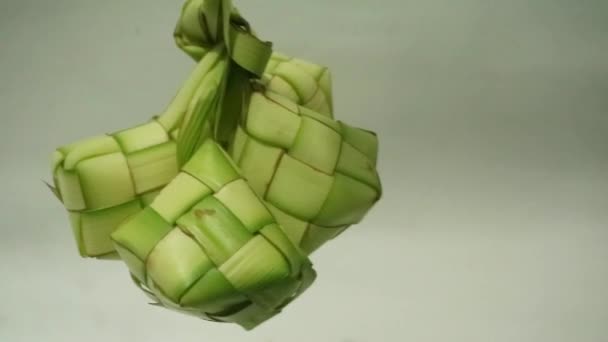 Spinning Ketupat Buras Typical Traditional Indonesian Food Which Has Become — Stock Video