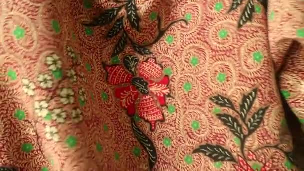 Indonesien Stoff Textur Textil Tapete Batikmuster Hintergrund — Stockvideo