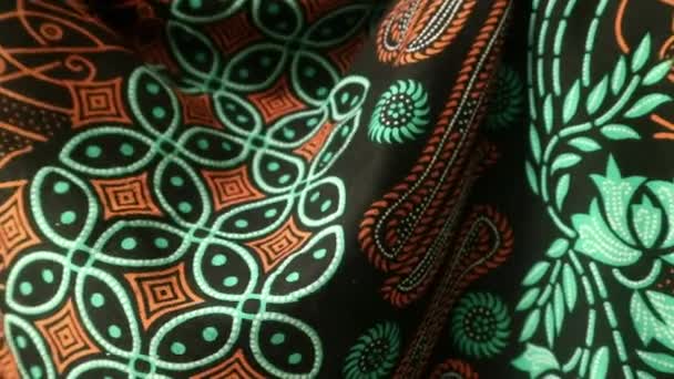 Indonésia Tecido Pano Textura Têxtil Papel Parede Batik Fundo Padrão — Vídeo de Stock