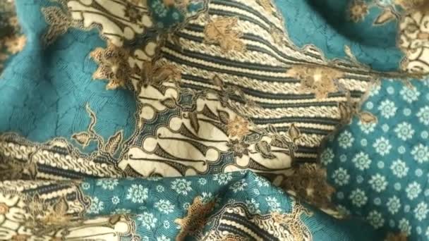 Індонезія Текстура Тканини Тканини Текстиль Шпалери Тло Візерунка Батика — стокове відео