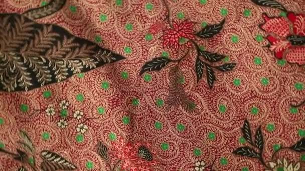 Spinning Batik Stof Indonesië Uniek Patroon Textiel Getextureerde Kunst Achtergrond — Stockvideo