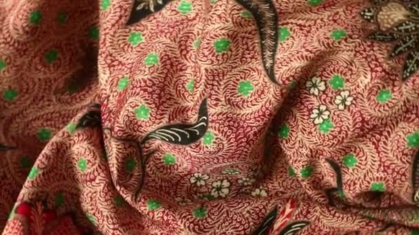Спінінг Батік Тканини Індонезія Унікальний Візерунок Текстиль Текстурований Художній Фон — стокове відео