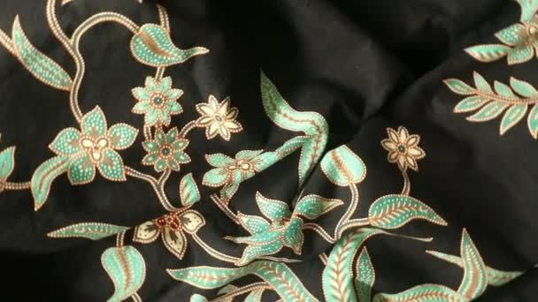 Tejido Batik Giratorio Indonesia Textil Patrón Único Fondo Arte Texturizado — Vídeos de Stock
