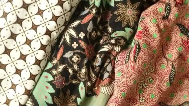 Tejido Batik Giratorio Indonesia Textil Patrón Único Fondo Arte Texturizado — Vídeos de Stock