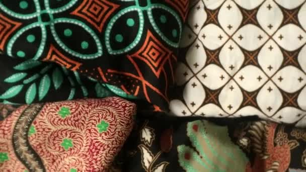 Spřádání Batik Tkaniny Indonésie Jedinečný Vzor Textil Texturované Umění Pozadí — Stock video