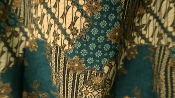 Indonésia Tecido Pano Textura Têxtil Papel Parede Batik Fundo Padrão — Vídeo de Stock