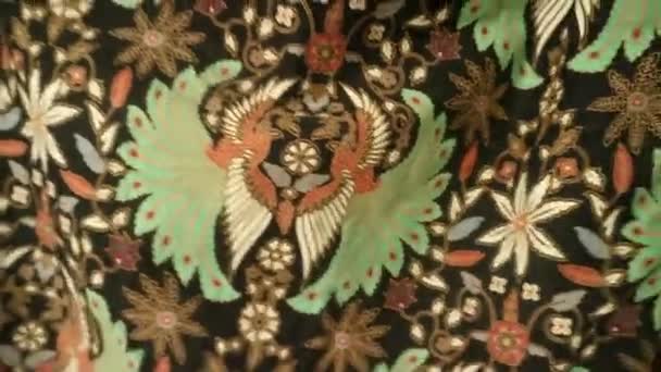 Indonésie Tkaniny Textura Textil Tapety Batik Vzor Pozadí — Stock video