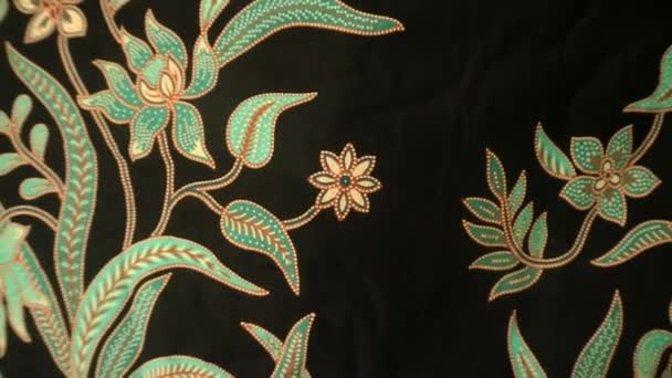インドネシア生地の布の質 バティック パターンの背景 — ストック動画