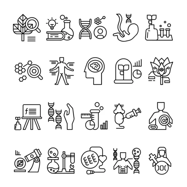 Ana hatlarıyla biyoloji ikonu seti. Antik, Biyolojik, Beyin, Hücreler, Etkin Simgeler içerir. 