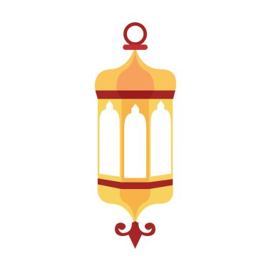 İslami Fener İllüstrasyonu. Ramazan Mübarek 'in sembolleri, Asılı Altın Fenerler, Arap lambaları, fenerler ay, fener elementi, yıldız, sanat, vektör ve illüstrasyon