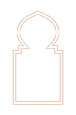 İslami doğu tarzı pencere ve kemerler. Modern boho renkleri, minimal tasarım