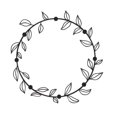 El yapımı çiçek çelengi. Düğün dekorasyonu ve tasarım projeleri için yabani çiçeklerden, otlardan ve dallardan oluşan botanik çerçeveler. Vektör illüstrasyonu.