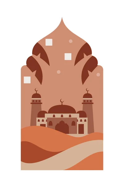 Fenêtres Arcs Islamiques Style Oriental Avec Design Boho Moderne Lune — Image vectorielle
