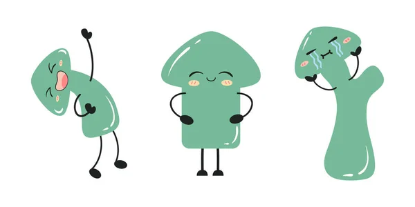 Setas Desenhos Animados Com Emoções Engraçadas Personagens Desenhos Animados Vetoriais —  Vetores de Stock