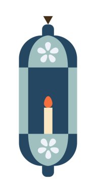 İslami Fener İllüstrasyonu. Ramazan Mübarek 'in sembolleri, Asılı Altın Fenerler, Arap lambaları, fenerler ay, fener elementi, yıldız, sanat, vektör ve illüstrasyon