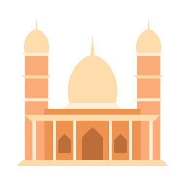 Modern Düz İslami Cami Binası, Diyagramlar, Harita, Bilgi, İllüstrasyon ve Diğer Grafiksel Varlıklar İçin Uygun. Geleneksel arabesk süslemesi.