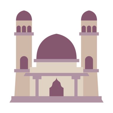 Modern Düz İslami Cami Binası, Diyagramlar, Harita, Bilgi, İllüstrasyon ve Diğer Grafiksel Varlıklar İçin Uygun. Geleneksel arabesk süslemesi.