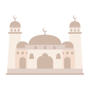 Modern Düz İslami Cami Binası, Diyagramlar, Harita, Bilgi, İllüstrasyon ve Diğer Grafiksel Varlıklar İçin Uygun. Geleneksel arabesk süslemesi.