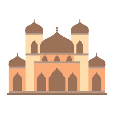 Modern Düz İslami Cami Binası, Diyagramlar, Harita, Bilgi, İllüstrasyon ve Diğer Grafiksel Varlıklar İçin Uygun. Geleneksel arabesk süslemesi.