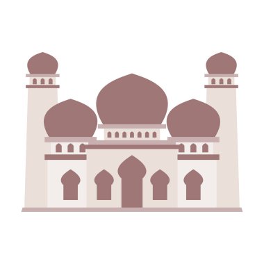 Modern Düz İslami Cami Binası, Diyagramlar, Harita, Bilgi, İllüstrasyon ve Diğer Grafiksel Varlıklar İçin Uygun. Geleneksel arabesk süslemesi.