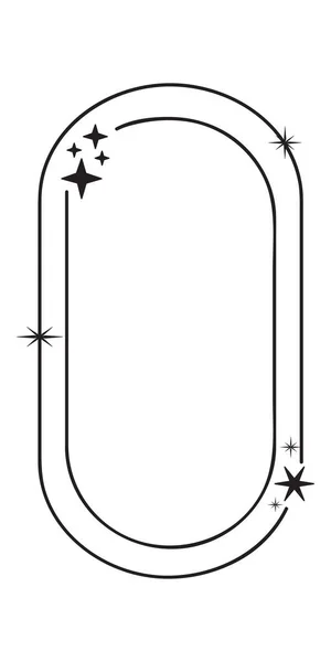 Moderne Minimalistische Ästhetische Linienrahmenelemente Trendige Lineare Rahmen Mit Sternen Geometrische — Stockvektor