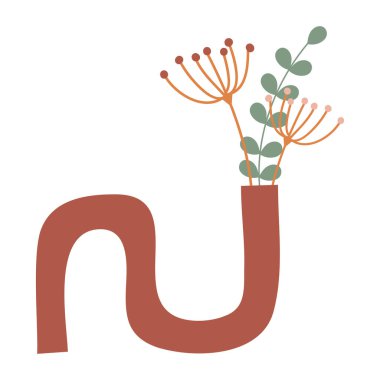 Modern soyut estetik ev bitkileri. Boho tarzında bir duvar dekoru. Kapak, duvar kağıdı, kart, sosyal medya, iç dekorasyon için yüzyılın ortalarında vektör baskısı