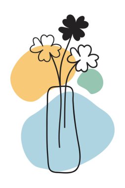 Modern soyut estetik çizgili ev bitkileri. Boho tarzında bir duvar dekoru. Kapak, duvar kağıdı, kart, sosyal medya, iç dekorasyon için yüzyılın ortalarında vektör baskısı