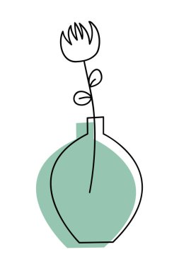 Modern soyut estetik çizgili ev bitkileri. Boho tarzında bir duvar dekoru. Kapak, duvar kağıdı, kart, sosyal medya, iç dekorasyon için yüzyılın ortalarında vektör baskısı