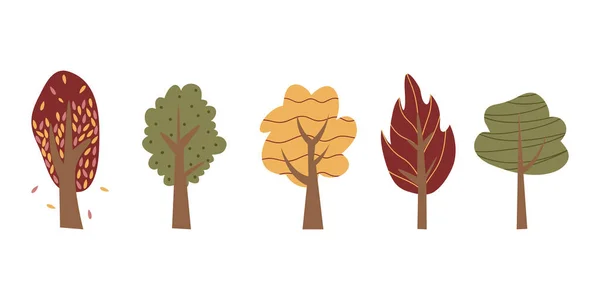 Cartoon Tree Illustration Vector Illustration Autumn Trees White Background — Stock Vector