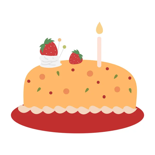 生日蛋糕卡通画 甜甜圈蛋糕 庆祝生日快乐的小蛋糕 — 图库矢量图片