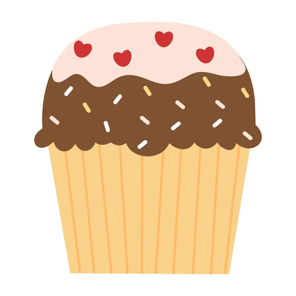 Aniversário Bolo Cartoon Ilustração Bolo Doodle Cupcake Para Uma Celebração — Vetor de Stock