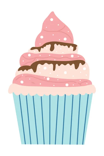 Geburtstagstorte Cartoon Illustration Doodle Kuchen Cupcake Für Eine Glückliche Geburtstagsfeier — Stockvektor
